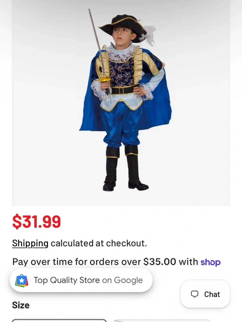 Dress Up America Noble Knight kids costume size Small (4-6 years old) like new